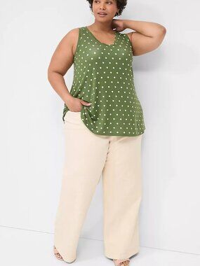 Lane Bryant Signature Fit Wide Leg Jeans Off White Flex Magic Waistband Size 22
